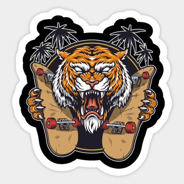 angry tiger face - tiger claw - wild animal Sticker by Spring Moon